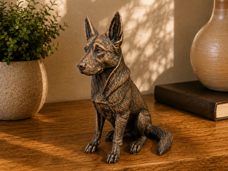 Figurine de chien de race imprimée en 3D, pelage finement détaillé