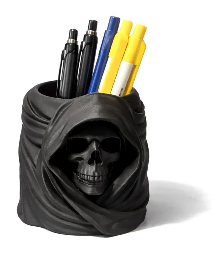 Pot à Crayons Crâne - rangement imprimé en 3D, organisation de bureau