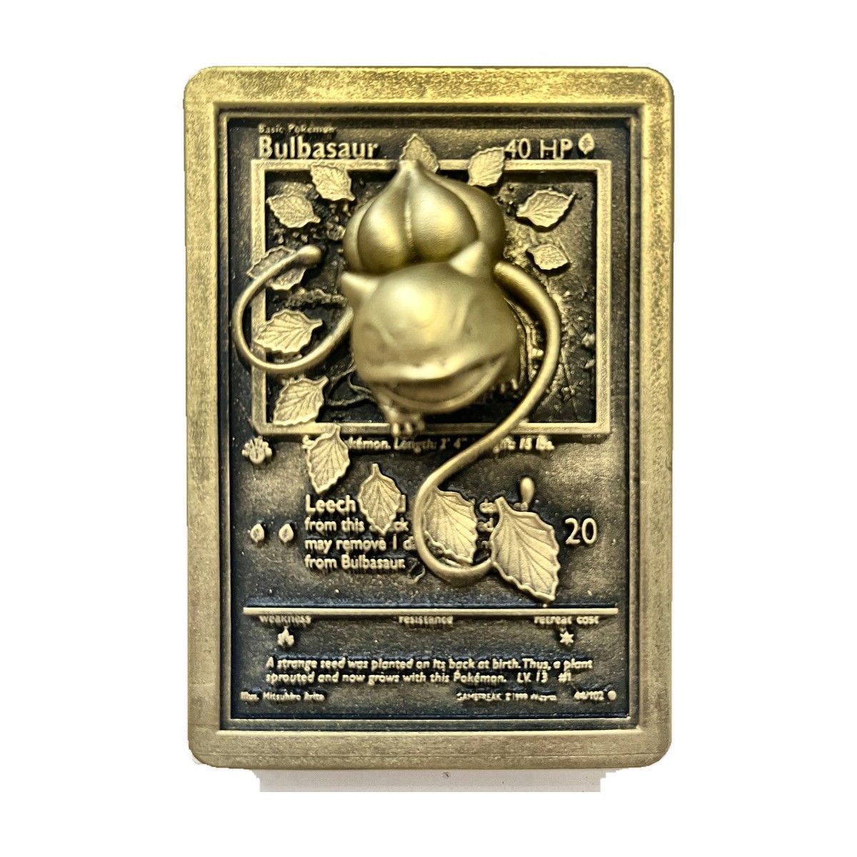 Bulbizarre - carte en relief edition doree impression 3D, deco murale geek, cadeau gamer collection