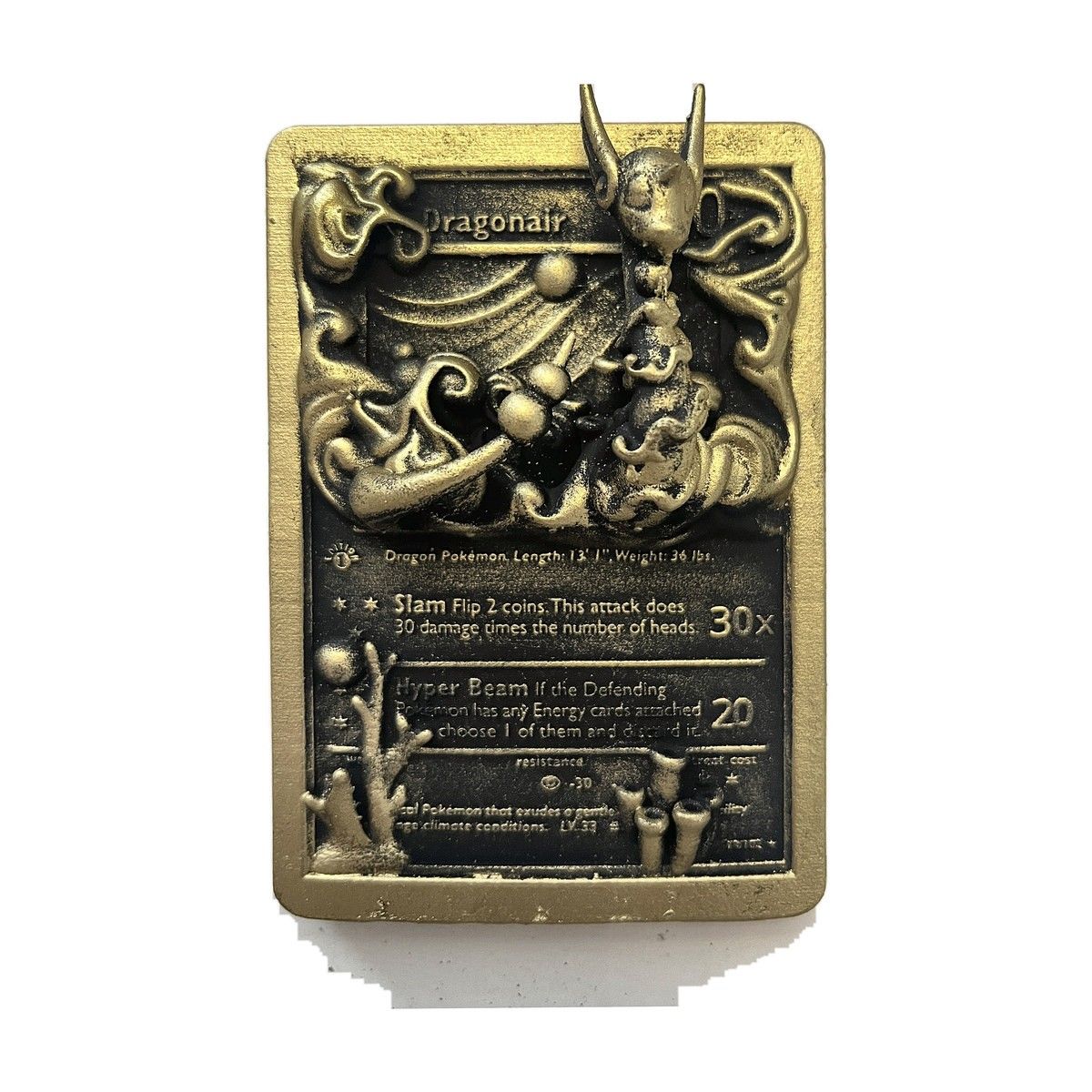 Draco - carte en relief impression 3D, deco murale geek, cadeau gamer collection — impression 3D résine avec dorure par Manu3D
