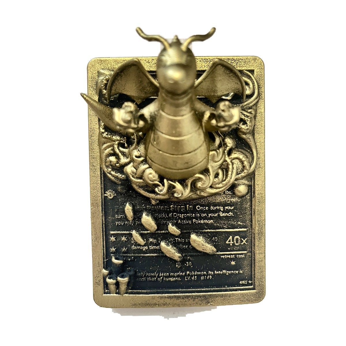 Dracolosse - carte en relief impression 3D, deco murale geek, cadeau gamer collection — impression 3D résine avec dorure par Manu3D