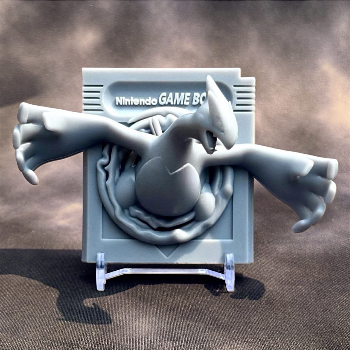 Lugia - cartouche retro en relief BRUTE, deco murale gaming, cadeau geek collection — impression 3D résine par Manu3D