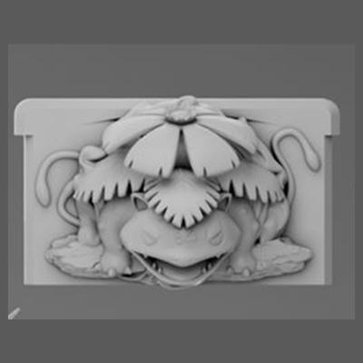 Florizarre Vert Feuille - cartouche retro en relief, deco murale gaming, cadeau geek collection — impression 3D résine par Manu3D