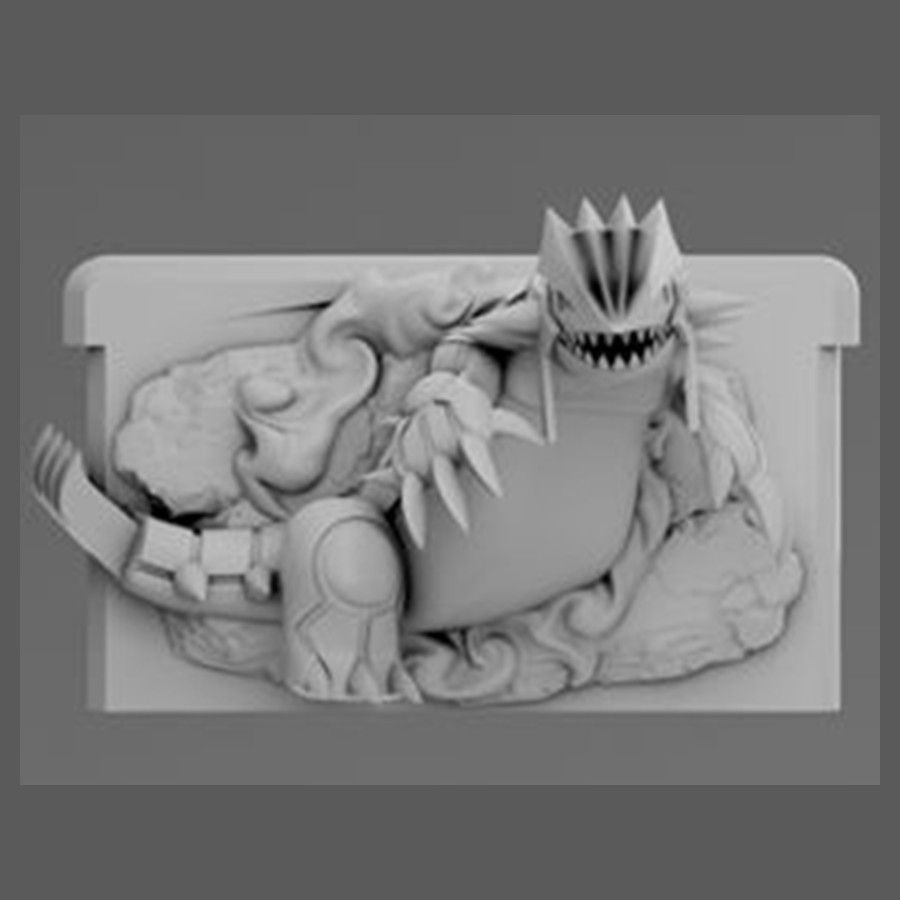 Groudon - cartouche retro en relief, deco murale gaming, cadeau geek collection — impression 3D résine par Manu3D