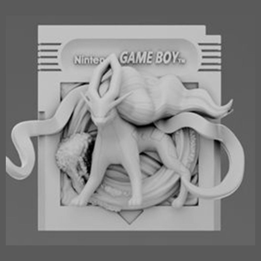 Suicune - cartouche retro en relief, deco murale gaming, cadeau geek collection — impression 3D résine par Manu3D