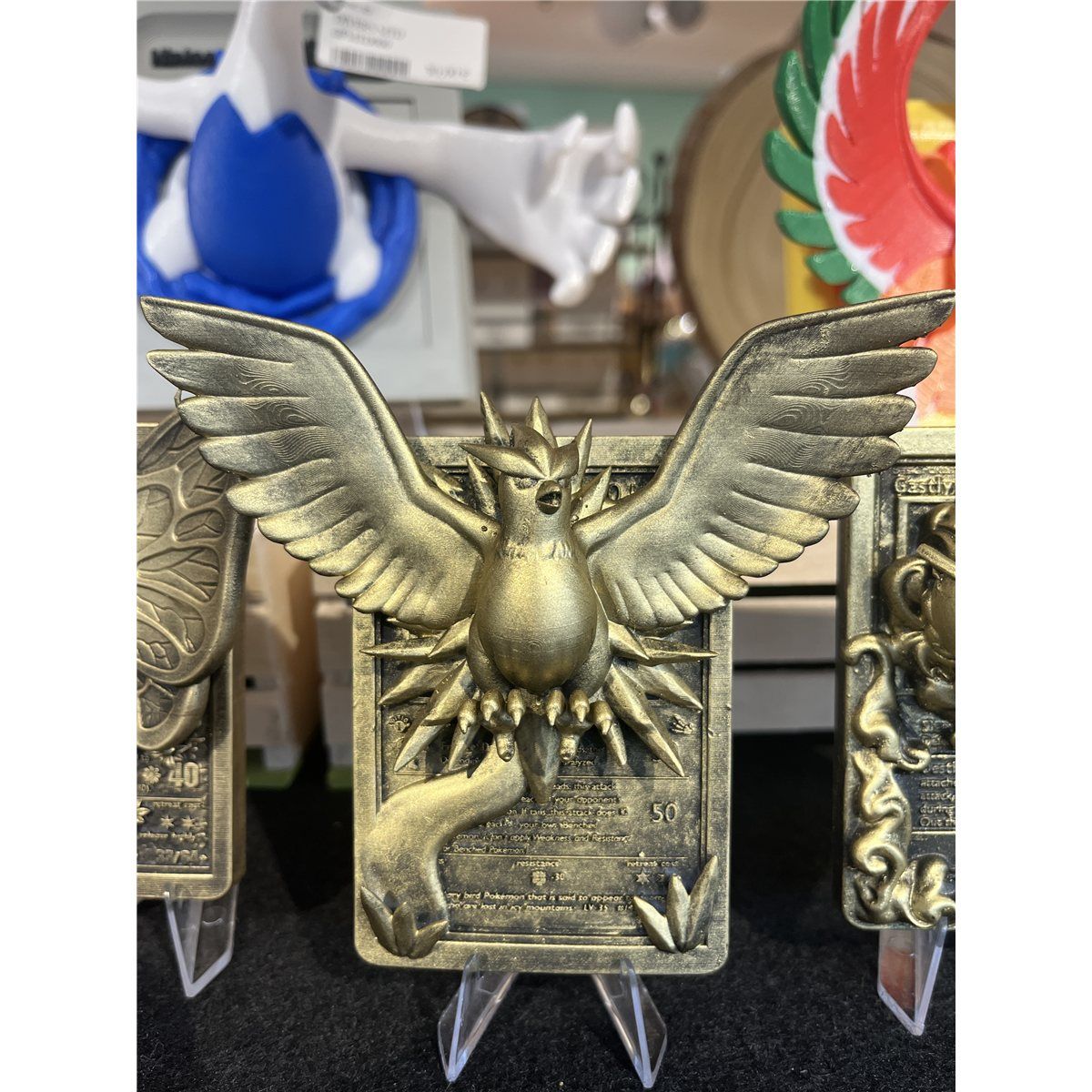 Lugia - carte en relief edition doree impression 3D, deco murale geek, cadeau gamer collection, photo 3