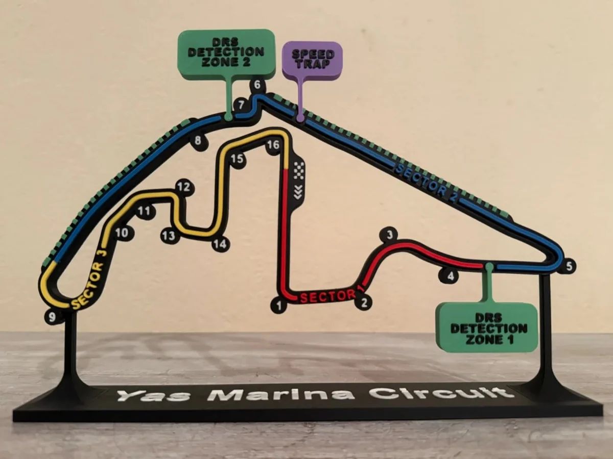 Circuit d'Abu Dhabi en relief - déco murale sport mécanique — impression 3D pla par Manu3D
