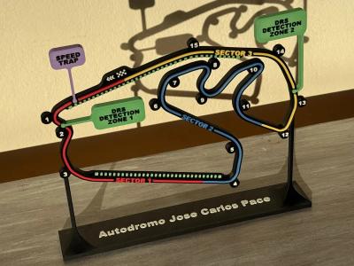 Circuit d'Interlagos en relief - déco murale sport mécanique — impression 3D pla par Manu3D