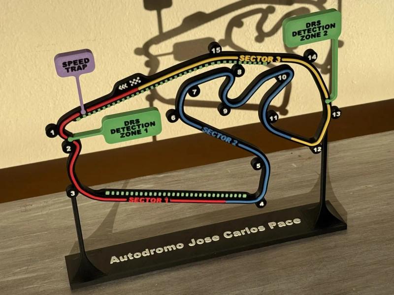 Circuit d'Interlagos en relief - déco murale sport mécanique