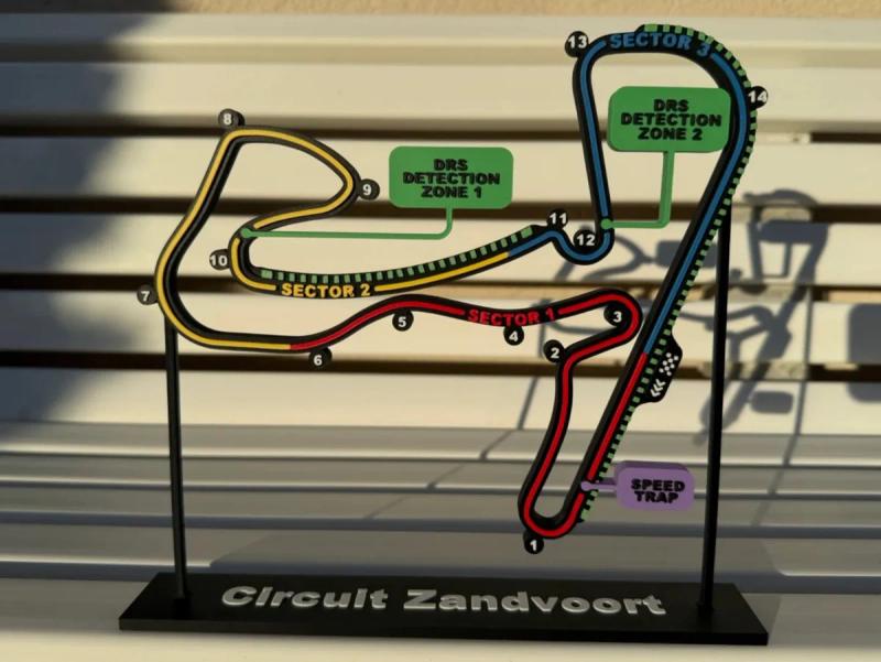 Circuit de Zandvoort en relief - déco murale sport mécanique