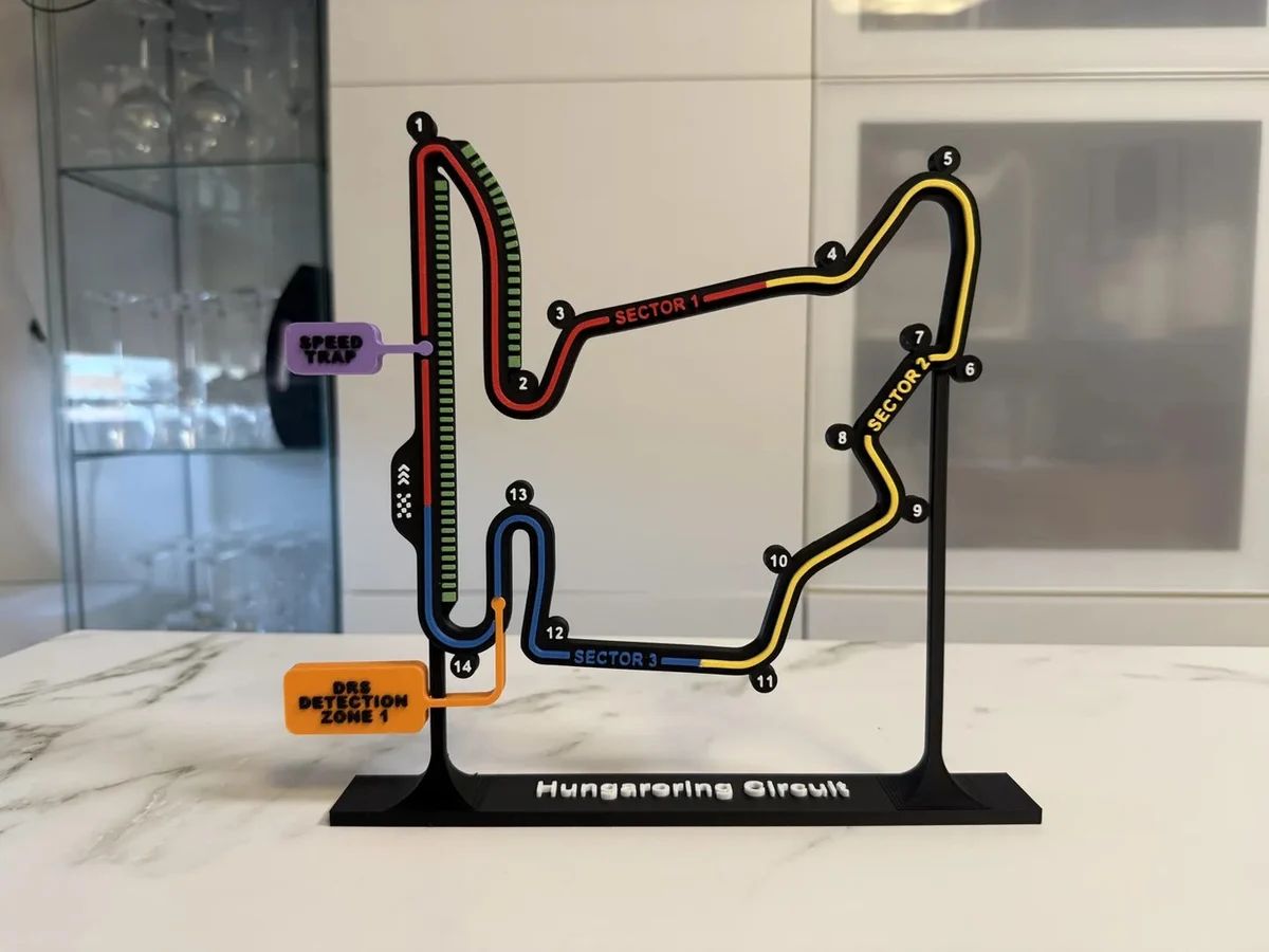 Circuit du Hungaroring en relief - déco murale sport mécanique — impression 3D pla par Manu3D