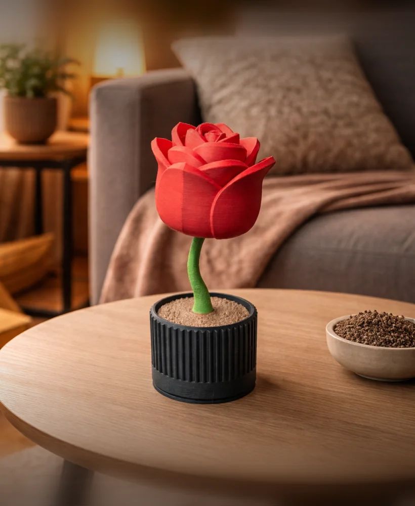 Pot aux Roses - vase imprimé en 3D, décoration intérieure, fabriqué en France