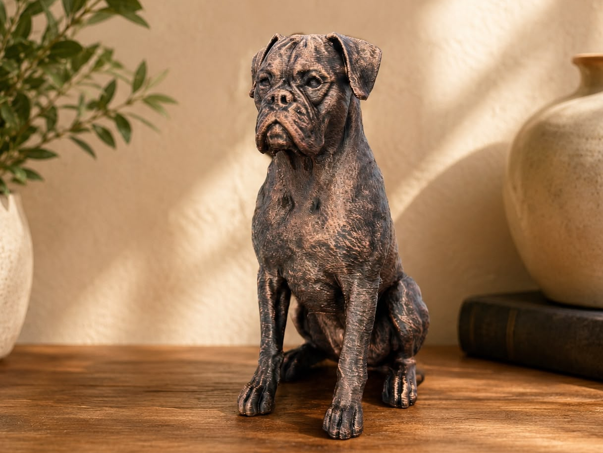 Figurine Boxer Assis - Chien de Race