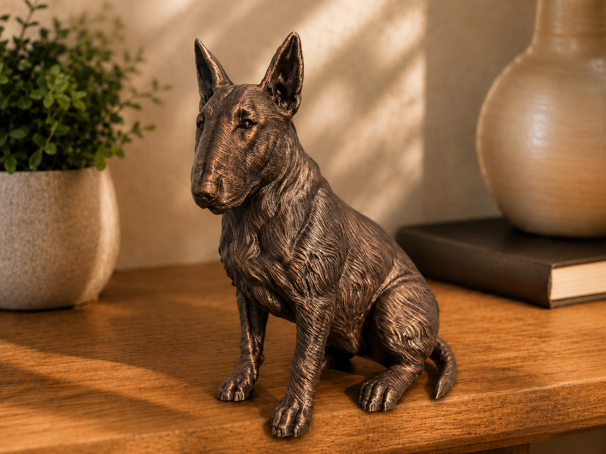 Figurine Bull Terrier Assis - Chien de Race