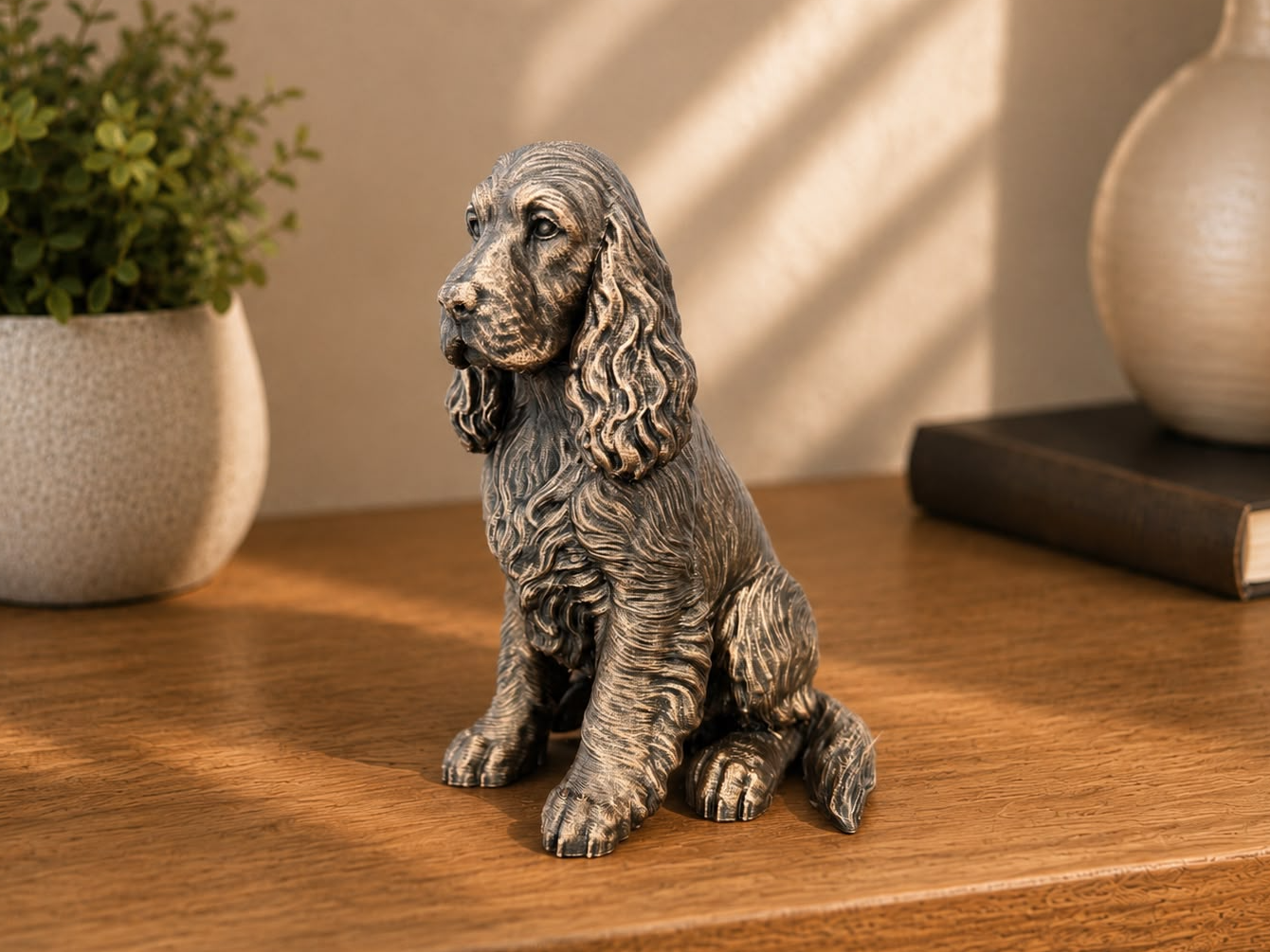 Figurine Cocker Spaniel Assis - Chien de Race — impression 3D pla par Manu3D
