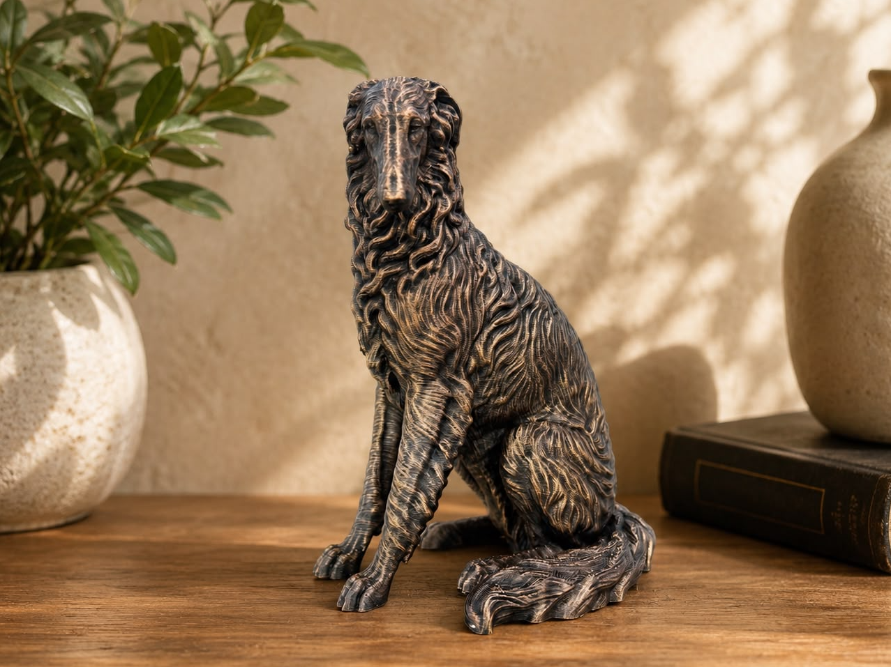 Figurine Lévrier Russe (Borzoi) Assis - Chien de Race — impression 3D pla par Manu3D