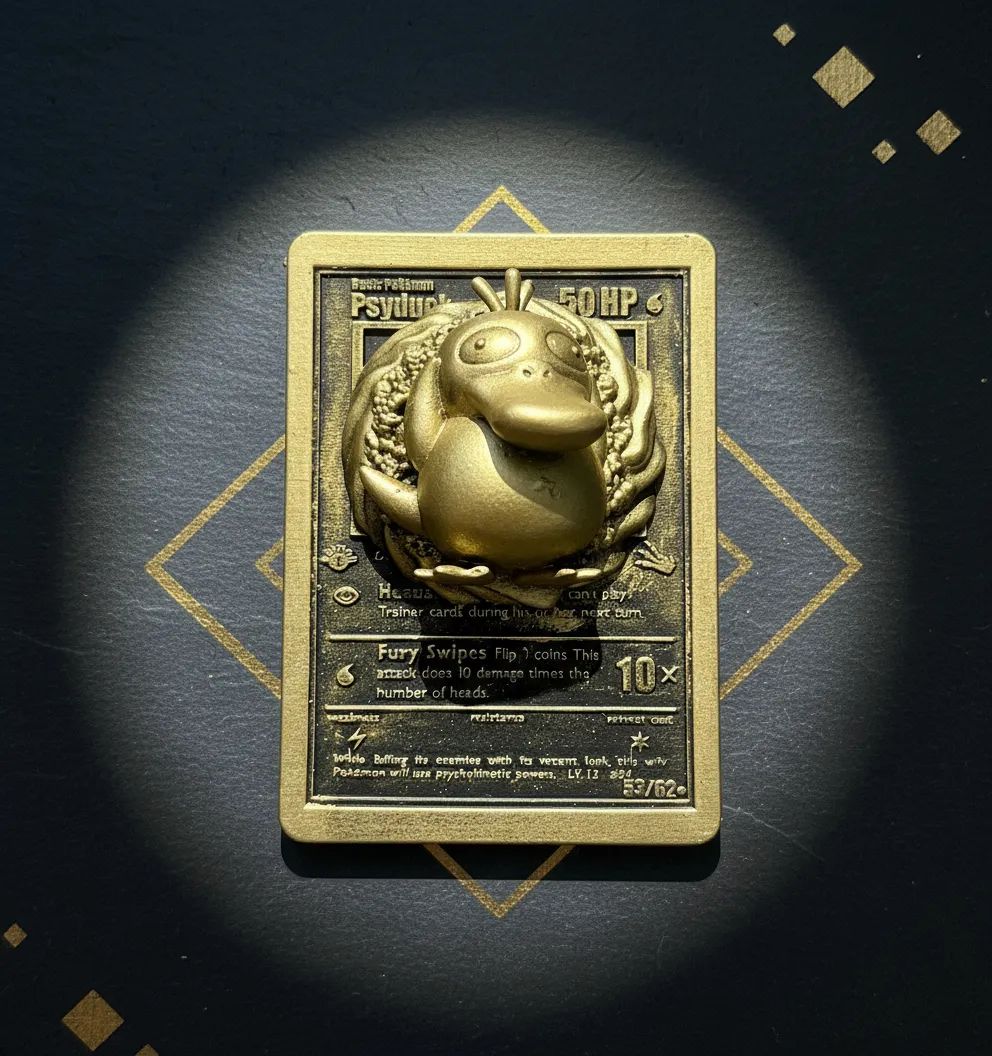 Psycoquack / psyduck - carte en relief impression 3D, deco murale geek, cadeau gamer collection, photo 3