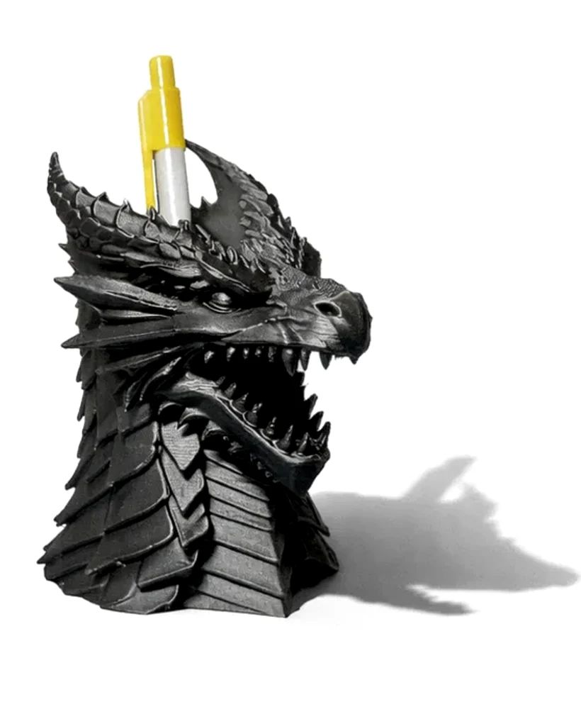 Pot à crayons Dragon - rangement imprimé en 3D, organisation de bureau — impression 3D par Manu3D