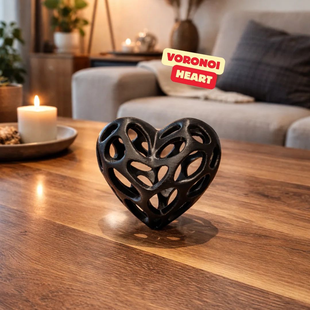 Coeur Voronoi - déco imprimée en 3D, idée cadeau