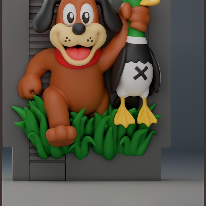 Duck Hunt - Grande cartouche retro a poser, deco gaming impression 3D multicouleur, cadeau geek collection