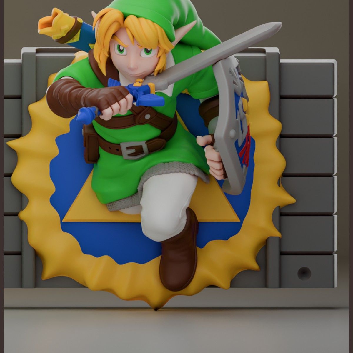 Link - Grande cartouche retro a poser, deco gaming impression 3D multicouleur, cadeau geek collection