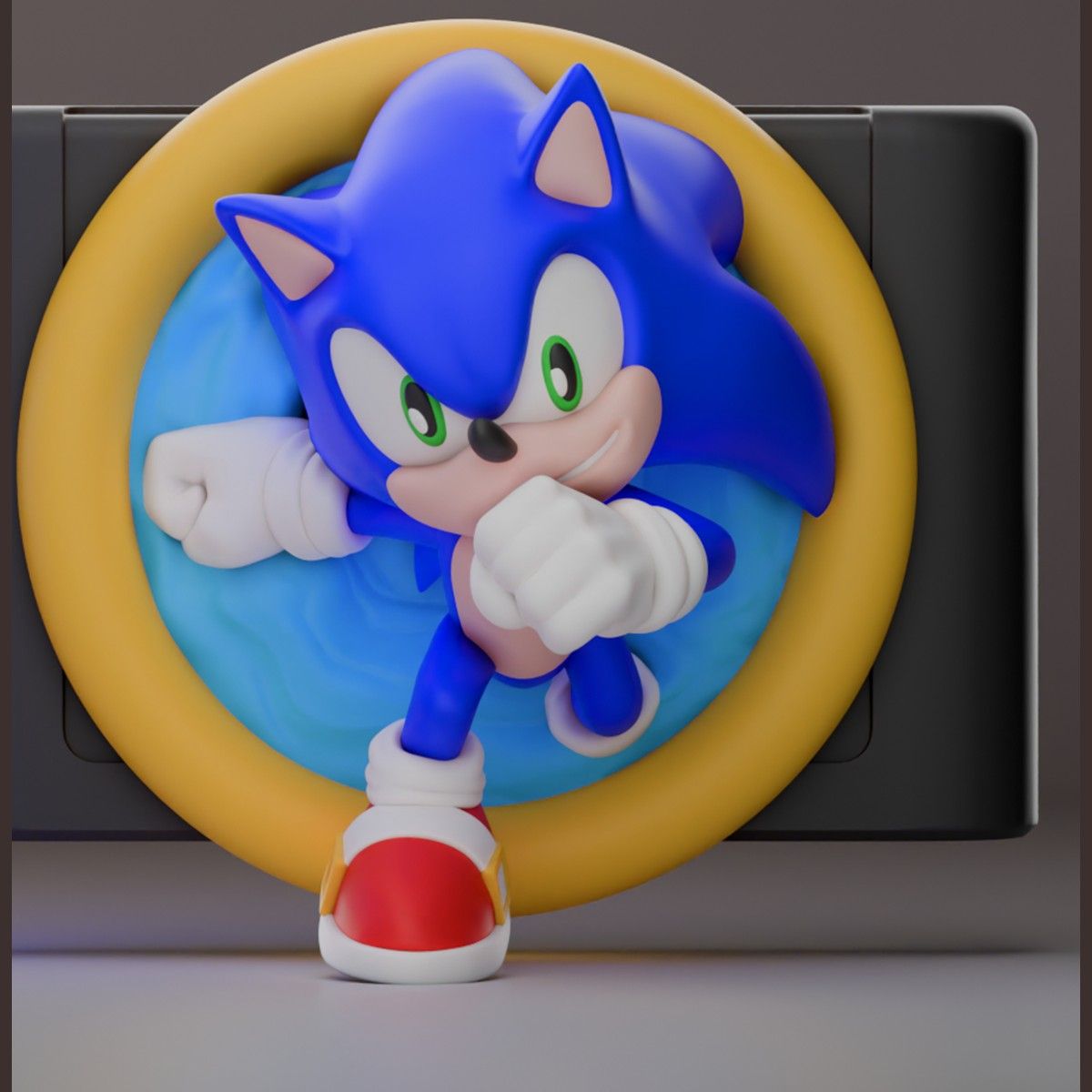 Sonic - Grande cartouche retro a poser, deco gaming impression 3D multicouleur, cadeau geek collection
