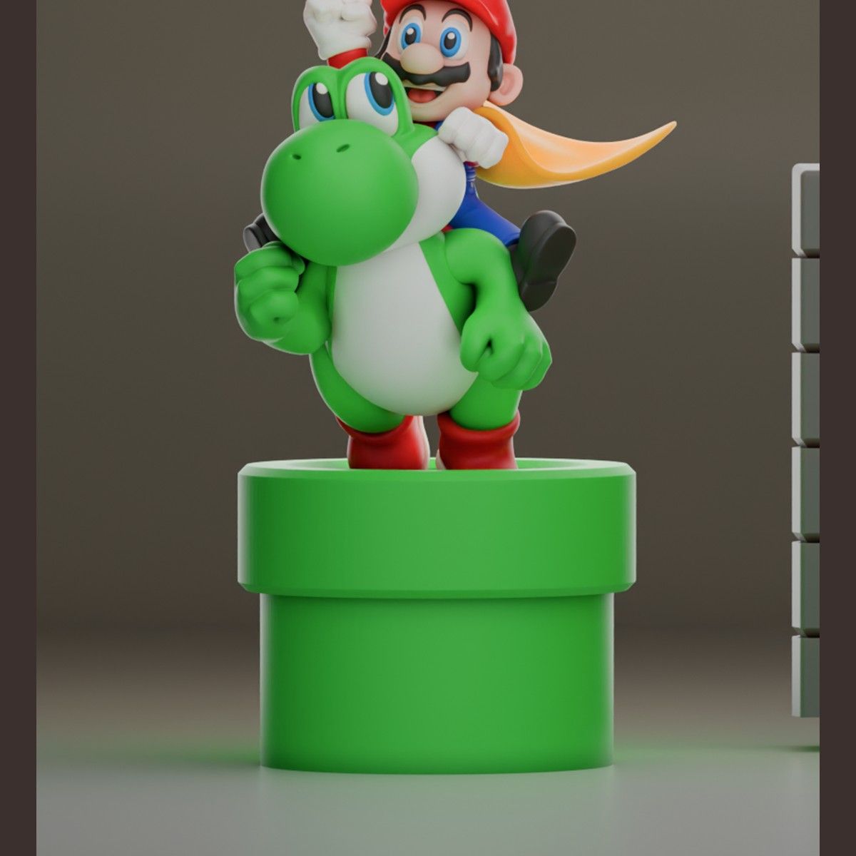 Mario + Yoshi - Figurine cartouche retro impression 3D, deco gaming, cadeau geek collection