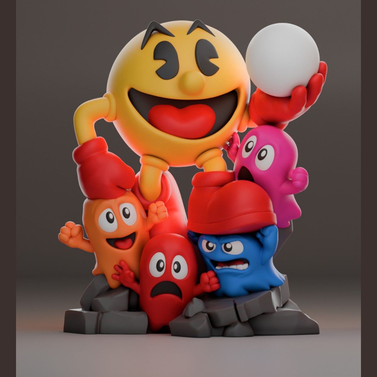 Pac-Man - Figurine cartouche retro impression 3D, deco gaming, cadeau geek collection