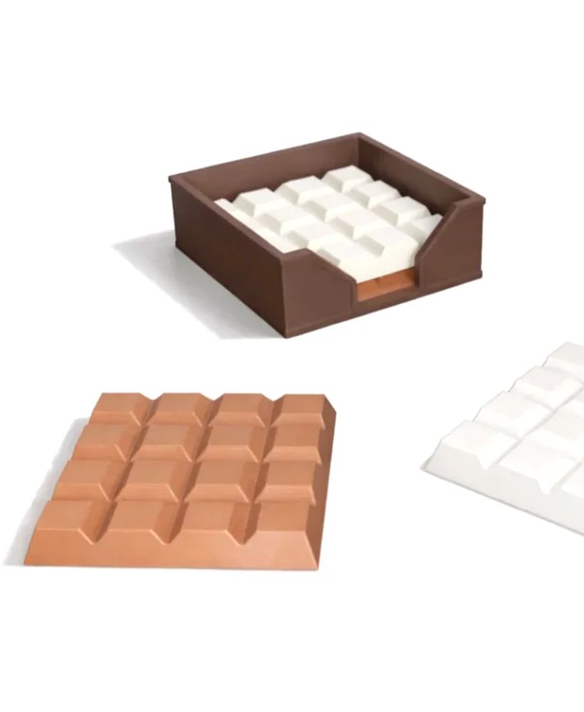 3 sous de verres Tablette de Chocolat - art de la table imprimé en 3D, déco originale — impression 3D par Manu3D