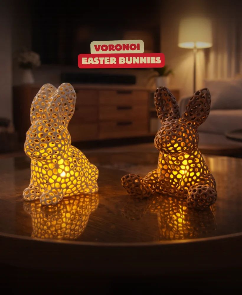 Lapin de Pâques Voronoi - décoration de fête imprimée en 3D, idée cadeau