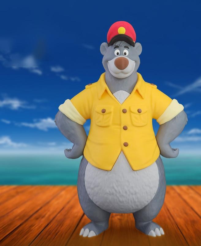 Figurine Baloo (Super Baloo) imprimée en 3D multicouleur - assemblée à la main, fabriquée en France