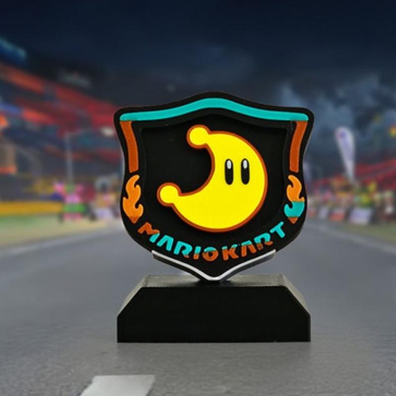 Médaille cachée Lune Mario Kart World - trophée imprimé en 3D multicouleur, assemblé à la main
