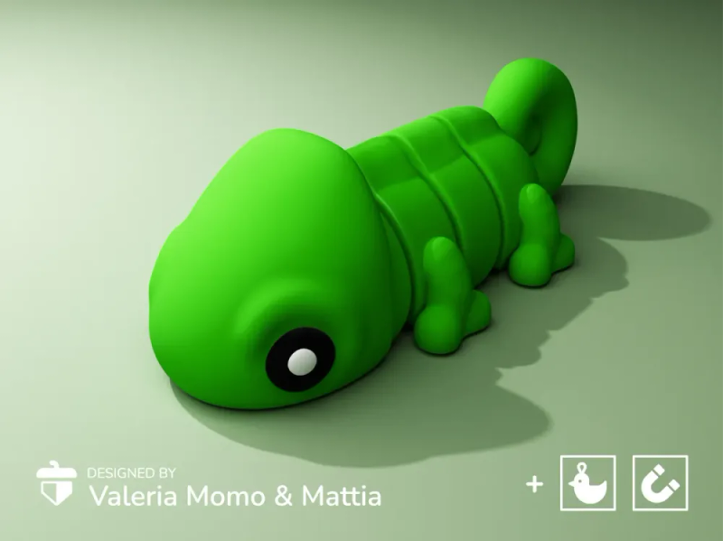 Flexi Caméléon - porte-clés articulé impression 3D, cadeau kawaii