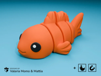 Flexi Poisson Rouge - jouet articulé impression 3D, figurine kawaii — impression 3D pla par Manu3D