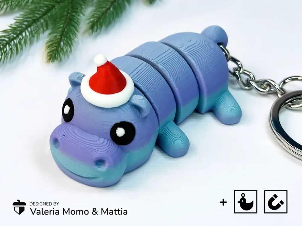 Flexi Hippopotame - jouet articulé impression 3D, figurine kawaii — impression 3D pla par Manu3D