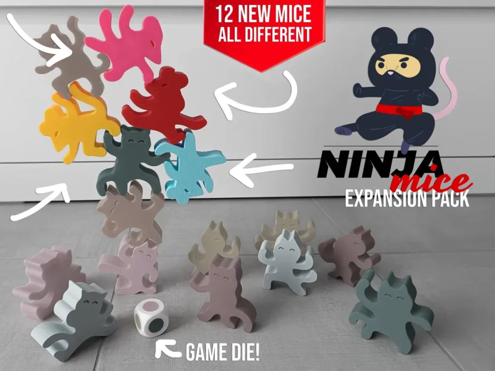 Ninja Cats - jeu d'équilibre à empiler impression 3D, jeu famille — impression 3D pla par Manu3D