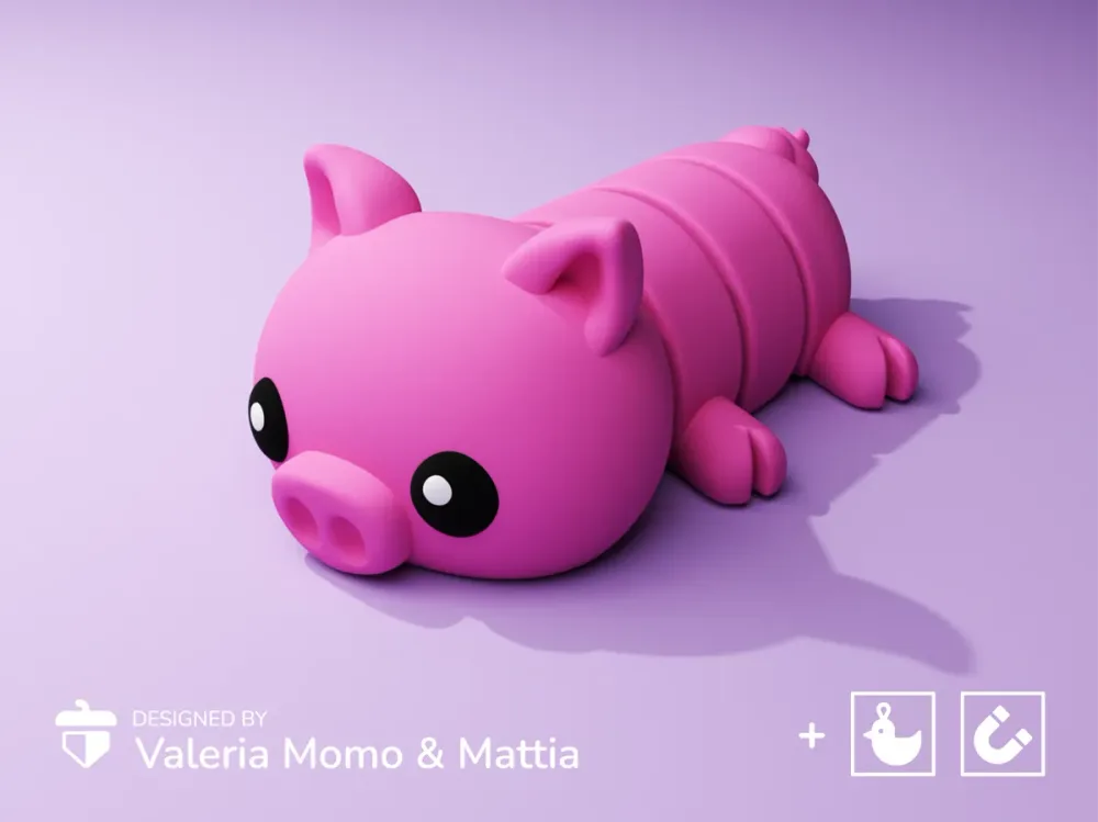 Flexi Cochon - jouet articulé impression 3D, figurine kawaii — impression 3D pla par Manu3D