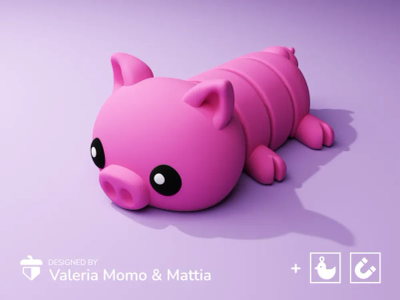 Flexi Cochon - jouet articulé impression 3D, figurine kawaii — impression 3D pla par Manu3D